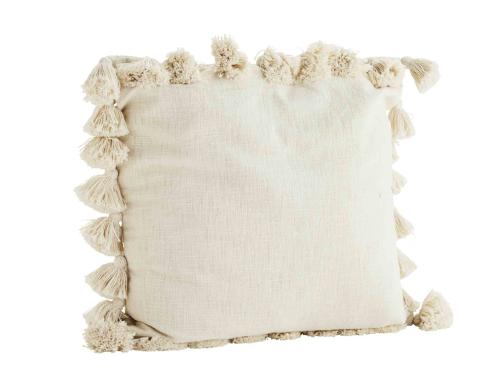 Kuddfodral - Boho med tofsar - Off White - 65 x 65 cm - www.frokenfraken.se