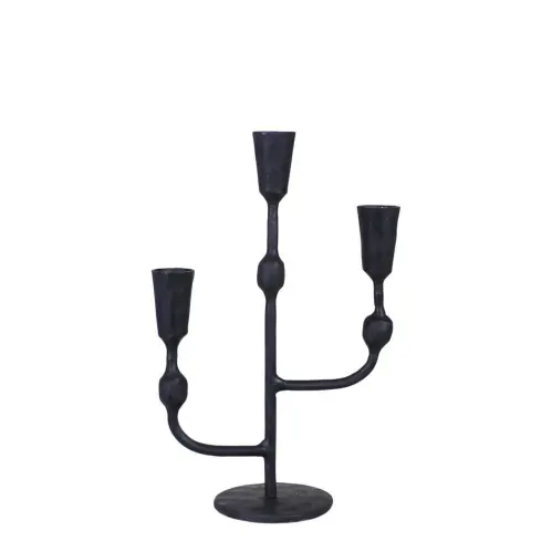 Ljusstake Frank 3-armad - Svart - B18 x H27 cm - www.frokenfraken.se