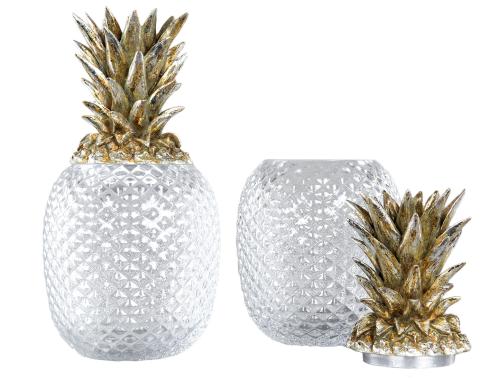 Ananas i glas med lock - Champangefärg - Burk eller vas - 30 cm - www.frokenfraken.se