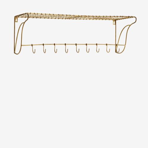 Hatthylla Med Krokar - Guld - 76 x 26,5 x 24 cm - www.frokenfraken.se