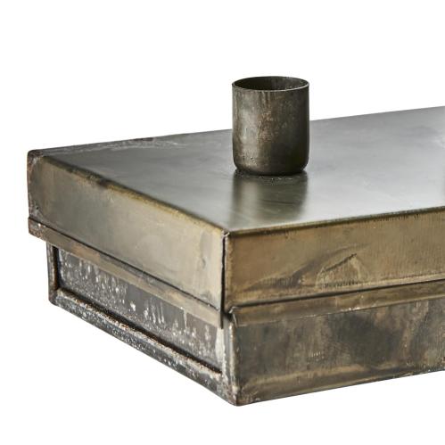 Adventsljusstake Metall - Ljusstake med låda - 21 x 7,5 x 5 cm - www.frokenfraken.se