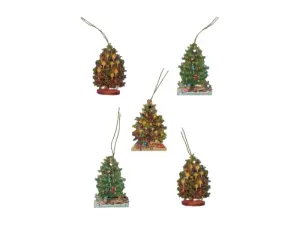 Juletiketter - Julgran - 5 st - 9 x 5 cm - www.frokenfraken.se