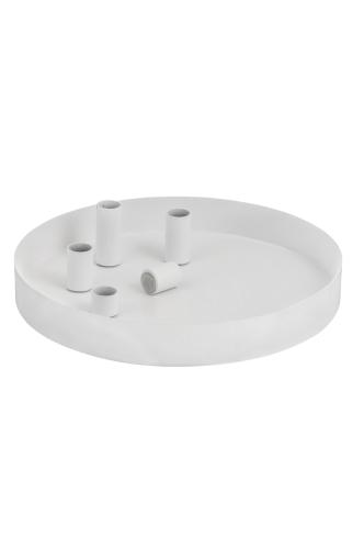 Bordsljusstake - SUND - 5 ljus magnet - Vit - Ø31 cm - www.frokenfraken.se