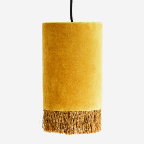 SLUT_Senapsgul taklampa - Sammet - 15 x 28 cm - www.frokenfraken.se