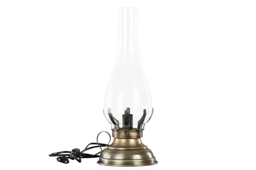 Lampa - Fotogenlampa med el - Antik Mässing - 45 cm - www.frokenfraken.se