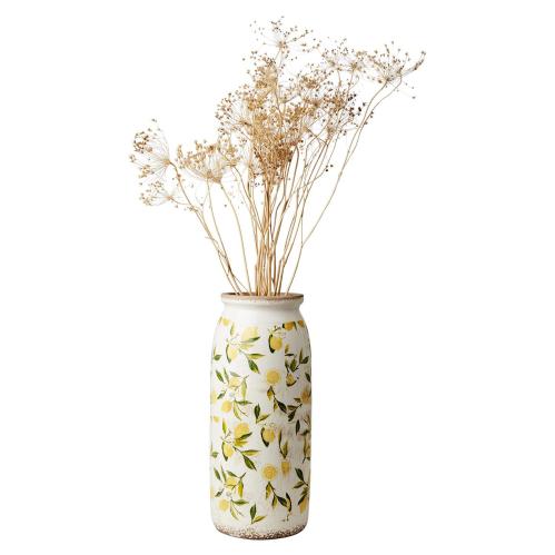 Urna L - CITRONER - Vit/grön/gul - Ø16 x 37 cm - www.frokenfraken.se