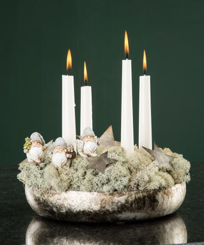 Adventsljusstake Skål - Champagnefärg - Ø27 cm - www.frokenfraken.se
