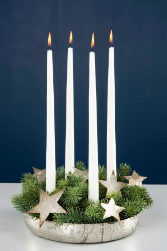 Adventsljusstake Skål - Champagnefärg - Ø27 cm - www.frokenfraken.se