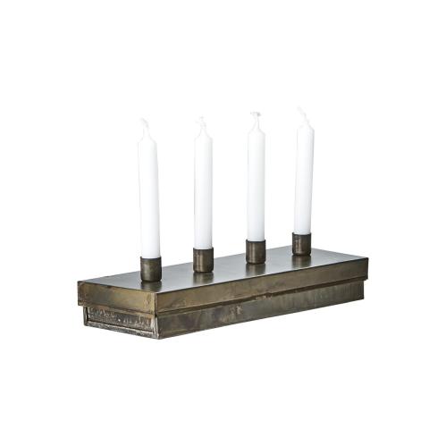 Adventsljusstake Metall - Ljusstake med låda - 21 x 7,5 x 5 cm - www.frokenfraken.se