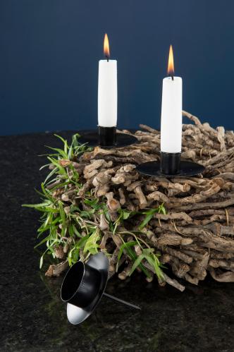 Ljushållare med manschett- Svart - För kronljus - Ø7,5 x 8 cm - www.frokenfraken.se