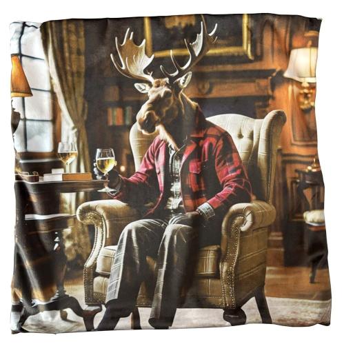 Kuddfodral - Älg i rutig jacka - 50 x 50 cm - www.frokenfraken.se