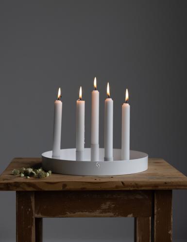Bordsljusstake - SUND - 5 ljus magnet - Vit - Ø31 cm - www.frokenfraken.se