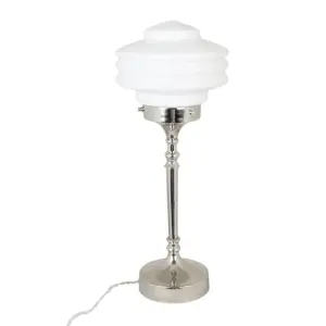 Bordslampa - Valter - Nickel/Opal Vit - Ø20 x 56 cm - www.frokenfraken.se