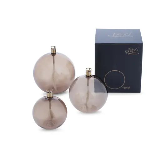 Oljelampa - Glas - Rund Boll - Champagne - Ø9 cm - www.frokenfraken.se