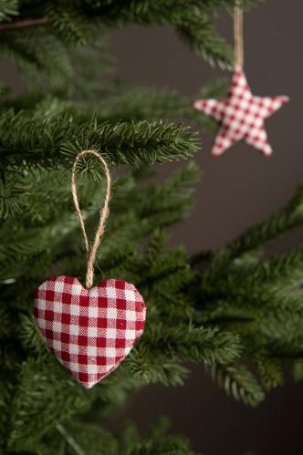 Hänge - Tygstjärna - Rutig - 6-Pack - 7 cm - www.frokenfraken.se