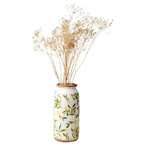 Urna M - Citroner - Vit/grön/gul - Ø14 x 31 cm - www.frokenfraken.se