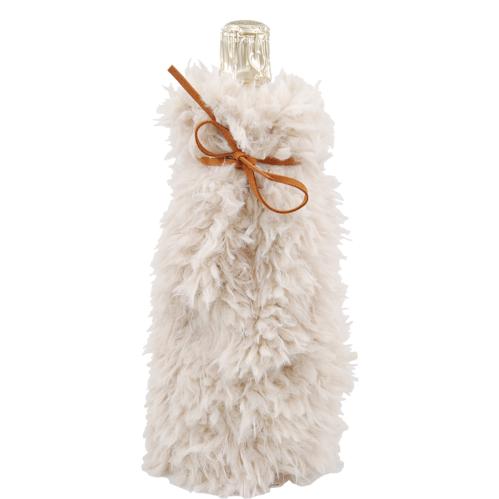 Presentpåse för vinflaska - Luxury - Latte Faux Fur - www.frokenfraken.se