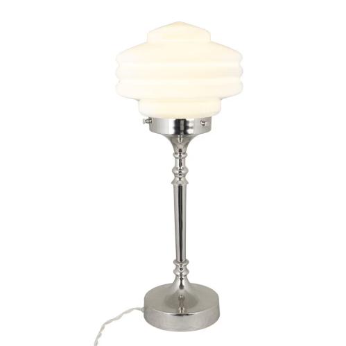 Bordslampa - Valter - Nickel/Opal Vit - Ø20 x 56 cm - www.frokenfraken.se