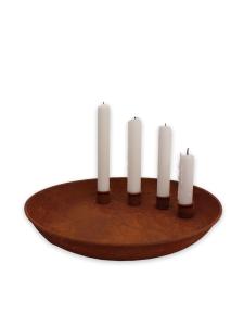 Ljusstake/Ljusfat - Rost - Ø30,5 x 4,5 cm - www.frokenfraken.se
