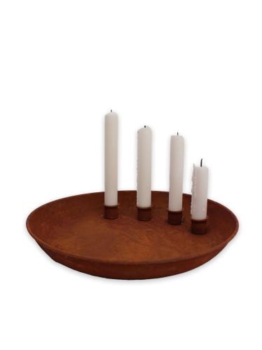 Ljusstake/Ljusfat - Rost - Ø30,5 x 4,5 cm - www.frokenfraken.se