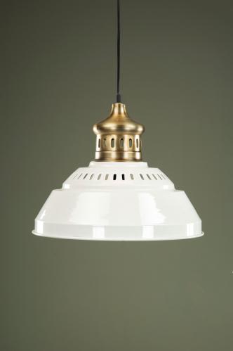 Taklampa - Emalj - Vit/Mässing - 42 cm - www.frokenfraken.se