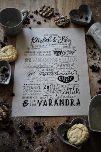 Poster - Kärlek & Fika - Recept - 30 x 40 cm - www.frokenfraken.se