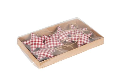 Hänge - Tygstjärna - Rutig - 6-Pack - 7 cm - www.frokenfraken.se
