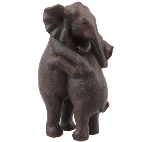 Elefanter som kramas - Brunsvart - 25 cm - www.frokenfraken.se