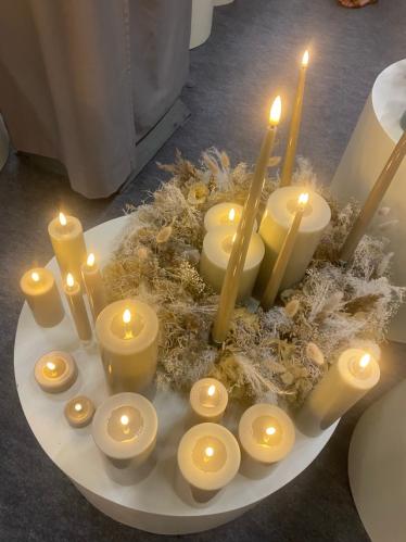 Batteriljus - Blockljus Vax - Sand - Real Flame - Inomhus - 7,5 x 15 cm - www.frokenfraken.se