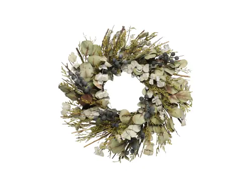 Eucalyptus krans med bär - Grön/Blå - 7 x Ø34 cm - www.frokenfraken.se