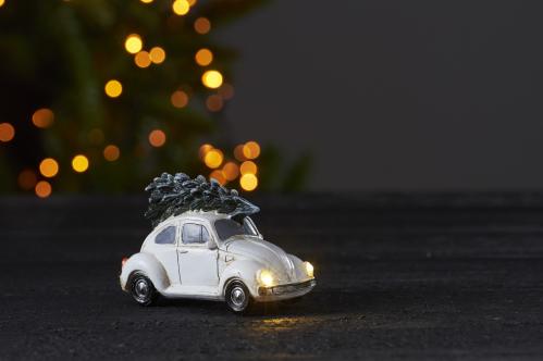 Bil med gran på taket - Bubbla Vit eller Röd - 10,5 cm - www.frokenfraken.se