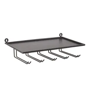Glashängare med hylla - 5 rader - Svart - 45 x 28 x 12 cm - www.frokenfraken.se