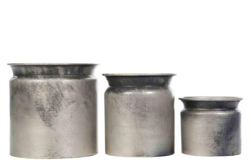 Kruka i metall - grå - Ø13 cm - www.frokenfraken.se
