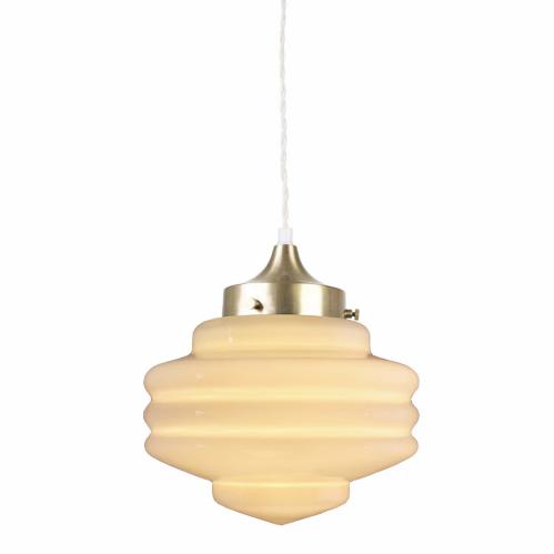 Taklampa - Valter - m. Tvinnad Sladd - Mässing/ Beige - Ø20 x H25 cm - www.frokenfraken.se