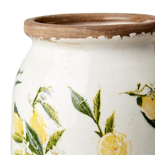 Urna M - Citroner - Vit/grön/gul - Ø14 x 31 cm - www.frokenfraken.se