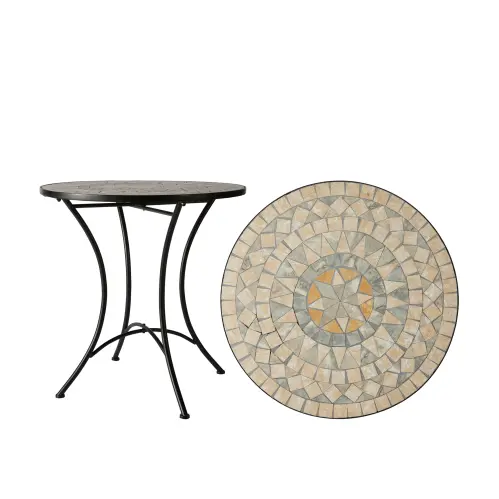 Trädgårdsbord - Beige Mosaik - Järn - Ø70 x 72 cm - www.frokenfraken.se