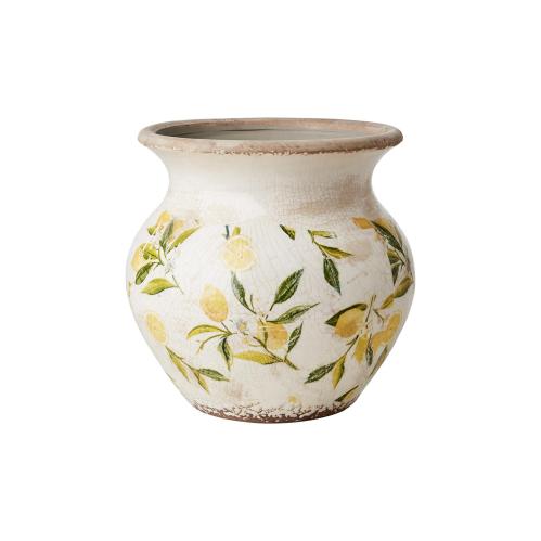 Urna M - Citrus - Vit/grön/gul - Ø19 x 18 cm - www.frokenfraken.se