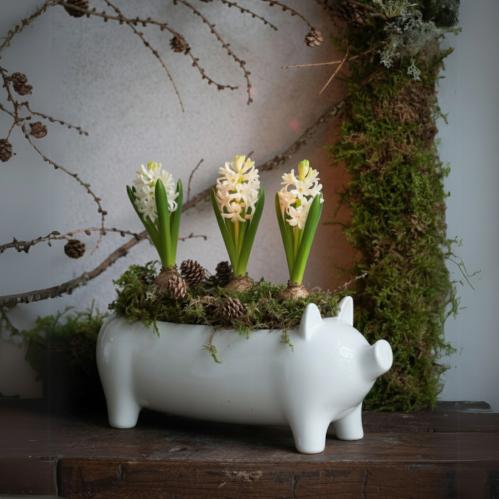 Kruka - Gris - Vit - 40 x 11 x 16 cm - www.frokenfraken.se