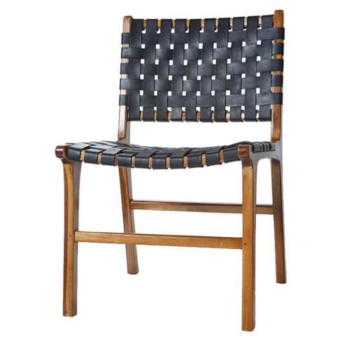 Stol - Trä & Läder - Svart - 45 x 59 x 85 cm - www.frokenfraken.se
