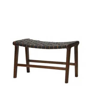 Pall - Trä & Läder - Svart - 65 x 40 x 42 cm - www.frokenfraken.se