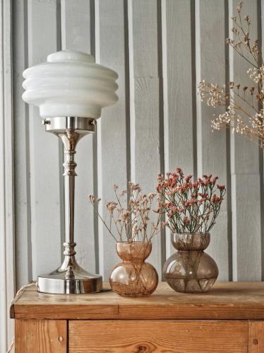 Bordslampa - Valter - Nickel/Opal Vit - Ø20 x 56 cm - www.frokenfraken.se