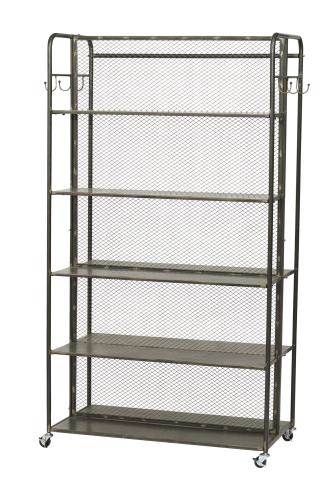 Hylla med krokar - På hjul - Antik - 110 x 50 x 180 cm - www.frokenfraken.se