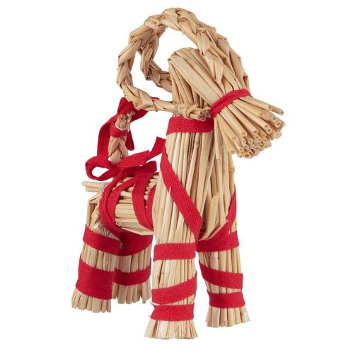 Julbock - Halmbock med röda band - 21 cm - www.frokenfraken.se