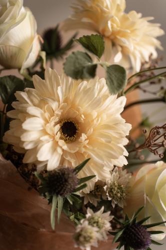 Bukett - Stjärnflocka/Gerbera/Talinum/Tistel/Ros/Björnbärskvist - www.frokenfraken.se