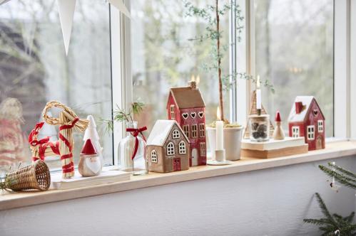 Julbock - Halmbock med röda band - 21 cm - www.frokenfraken.se