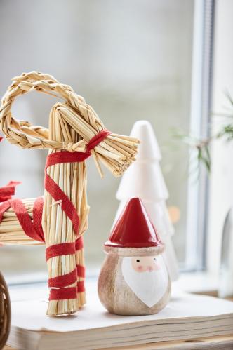 Julbock - Halmbock med röda band - 21 cm - www.frokenfraken.se