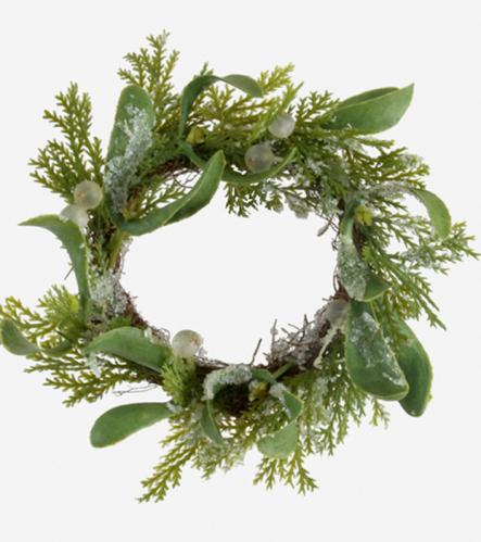 Ljusmanschett - Mistel & Cypress - för blockljus Ø8 cm - www.frokenfraken.se