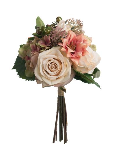Bukett - Cremerosa - Sidenblommor - 30 cm - www.frokenfraken.se