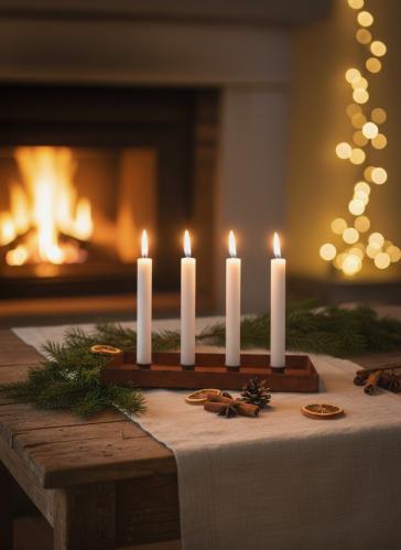 Adventsljusstake - Ljusbricka för 4 ljus - Rost - 35 x 15 cm - www.frokenfraken.se