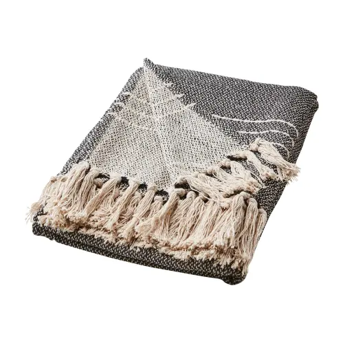 Filt - Svart/natur - 175 x 125 cm - www.frokenfraken.se